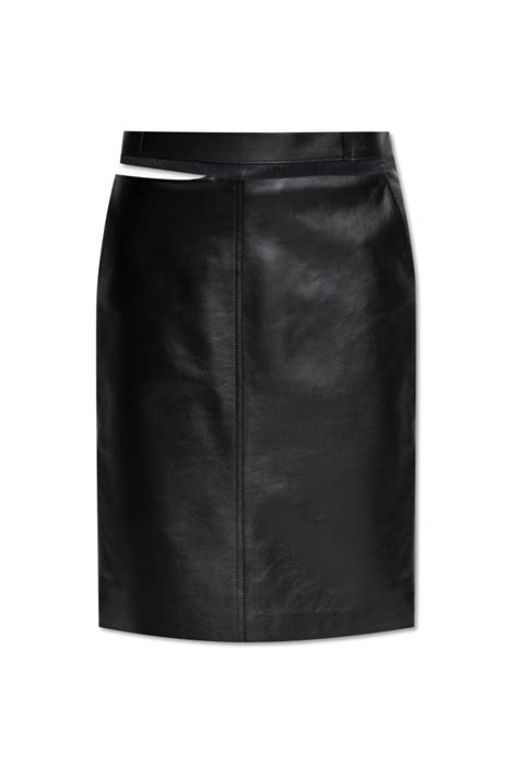 fendi leather skirt gray